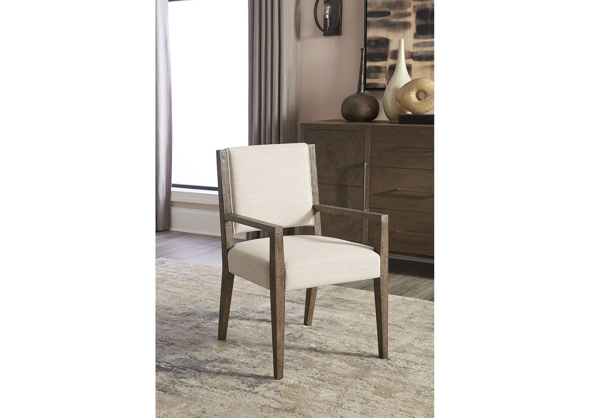 FQBM64B Oakland Upholstered Arm Chair In Brunette (Set of 2)