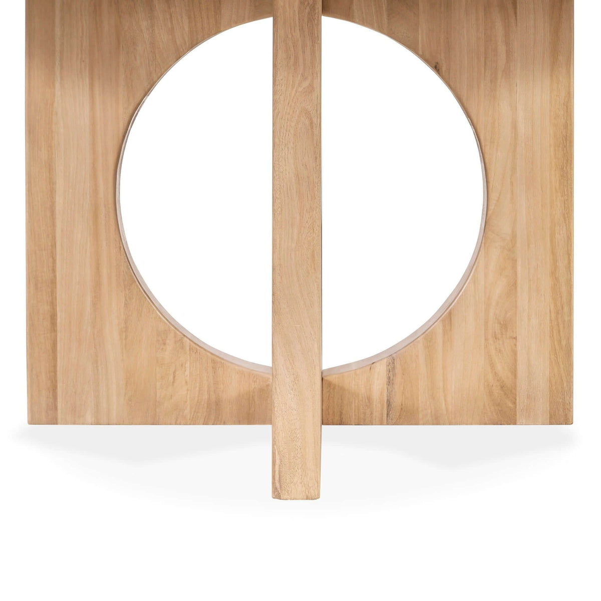 Wooden frame with circular cutout on a white background