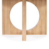 Wooden frame with circular cutout on a white background