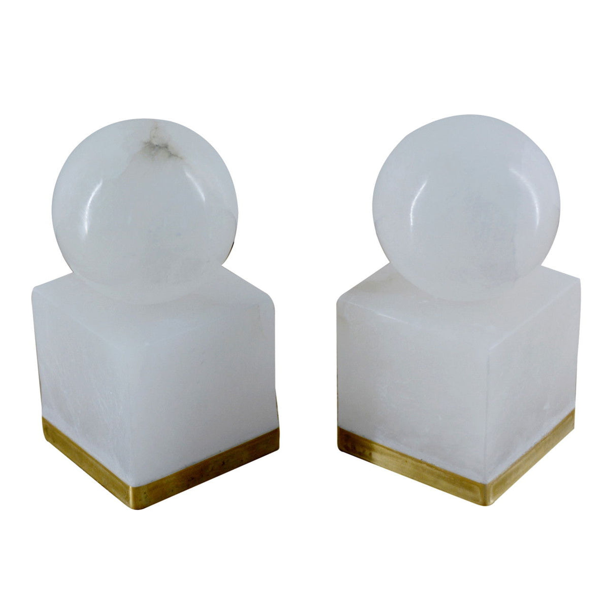 6" Abella Alabaster Orb On Base - White