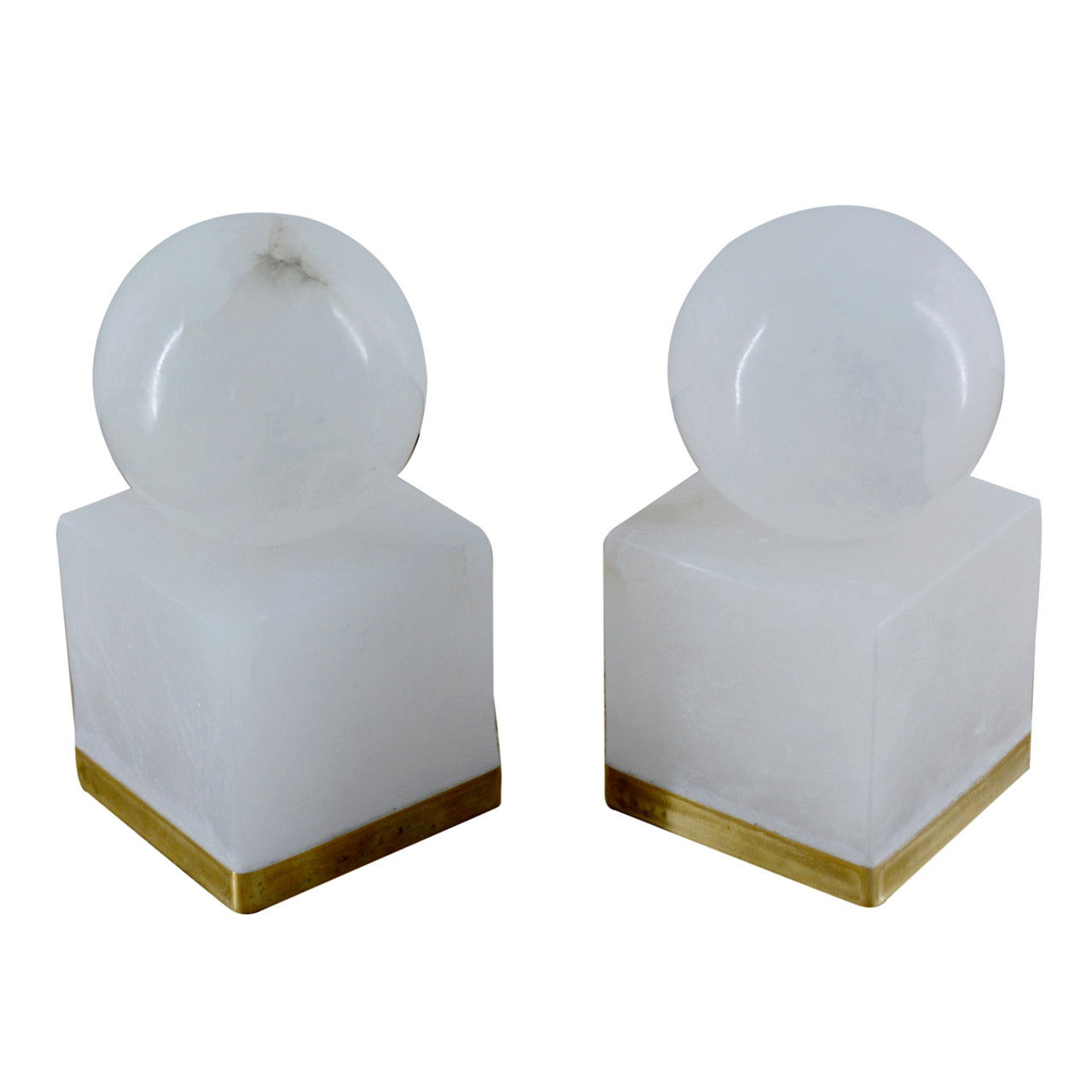 6" Abella Alabaster Orb On Base - White