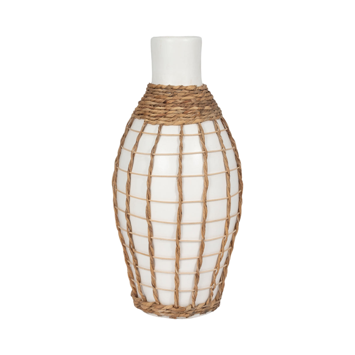 Terracotta Bottle Vase - White / Brown