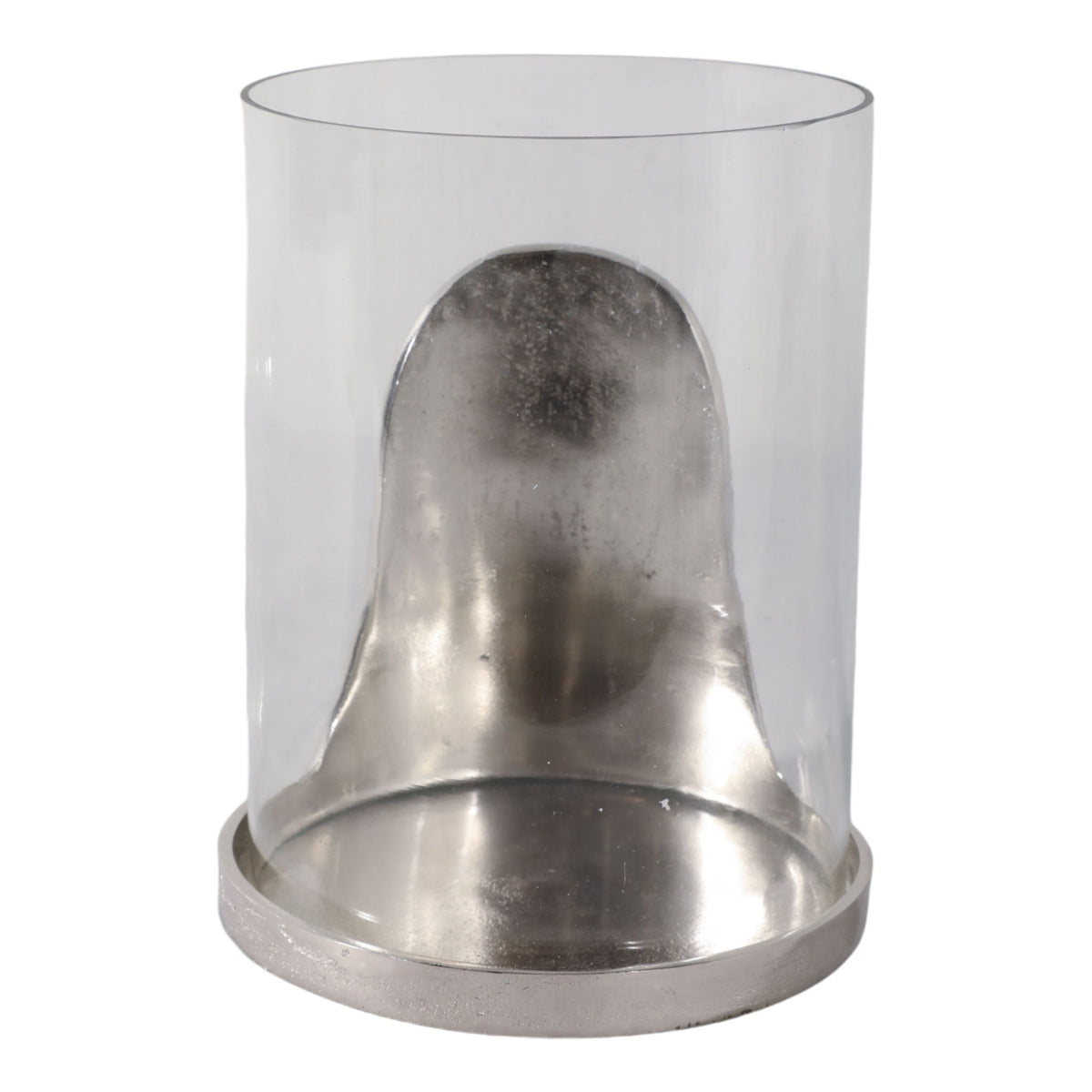 8" x 7" Metal Base Hurricane Pillar Holder - Silver