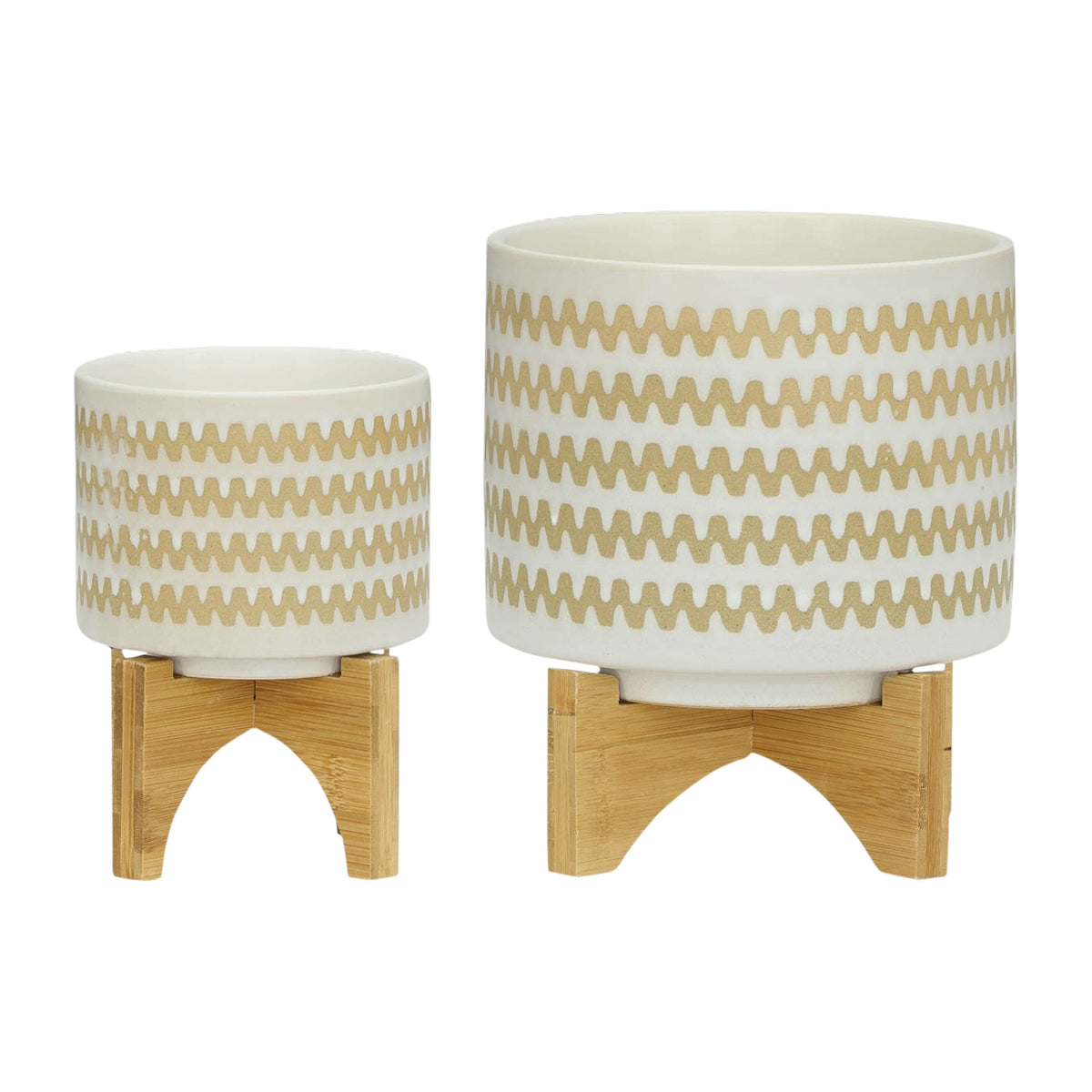 Zig-zag Planter With Stand 5 / 8" (Set of 2) - White