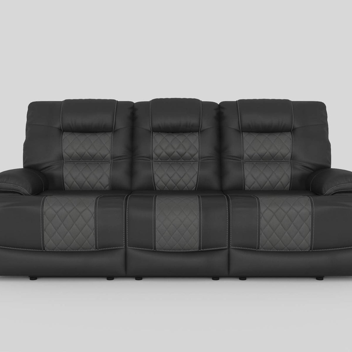 9388GRY-3 Fabian Double Reclining Sofa with Center Drop-Down Cup Holders, Receptacles and USB Ports
