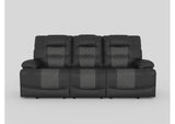 9388GRY-3 Fabian Double Reclining Sofa with Center Drop-Down Cup Holders, Receptacles and USB Ports