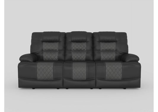 9388GRY-3 Fabian Double Reclining Sofa with Center Drop-Down Cup Holders, Receptacles and USB Ports