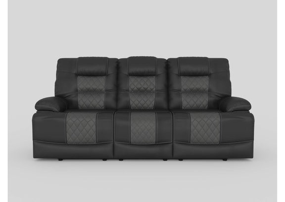 9388GRY-3 Fabian Double Reclining Sofa with Center Drop-Down Cup Holders, Receptacles and USB Ports