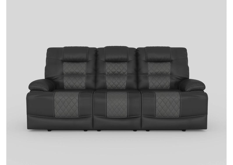 9388GRY-3 Fabian Double Reclining Sofa with Center Drop-Down Cup Holders, Receptacles and USB Ports