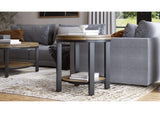 AE8722 Canyon Solid Wood And Metal Round End Table In Washed Grey
