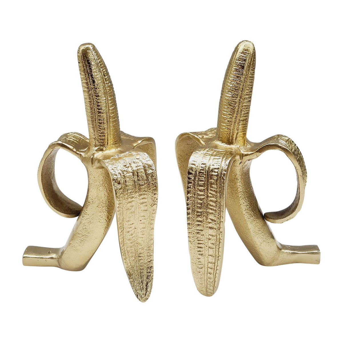 Metal 9" Banana Bookends (Set of 2) - Gold