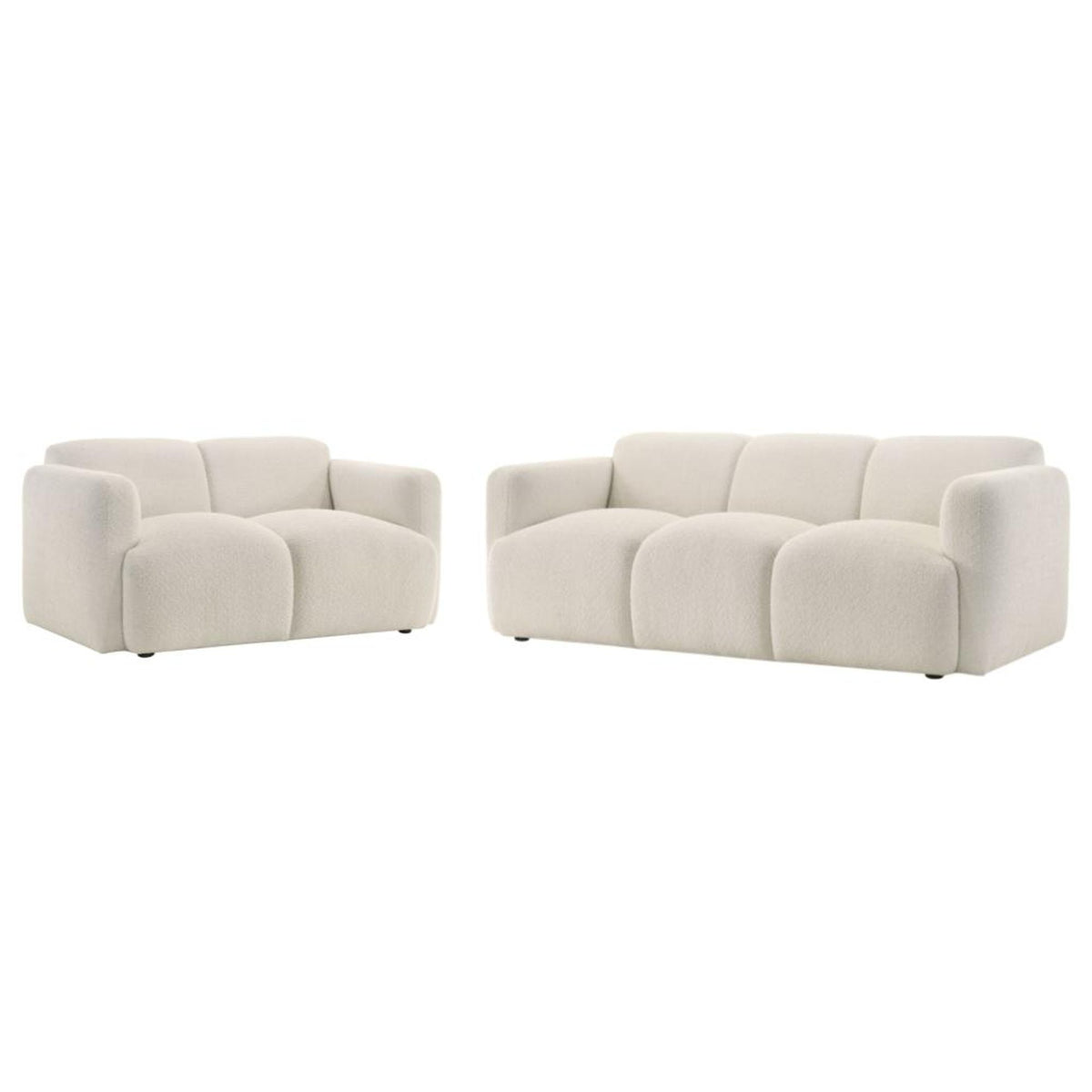 Beige sofa and armchair set on a white background