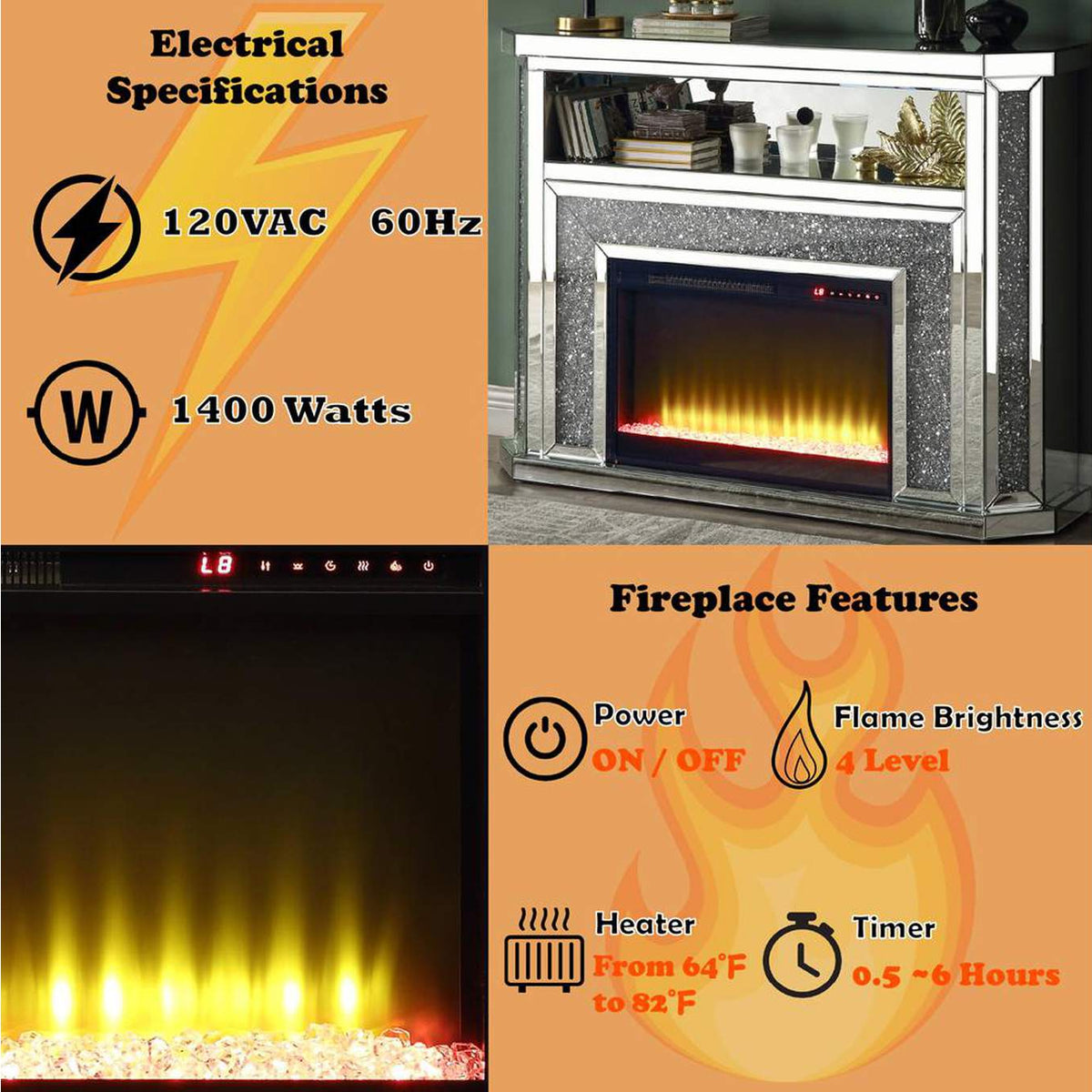 AC00508 Noralie Fireplace with Led