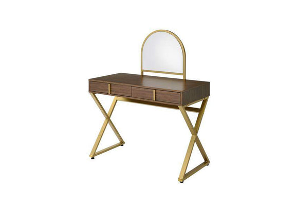 AC00665 Coleen Vanity Desk with Mirror and Jewelry Tray