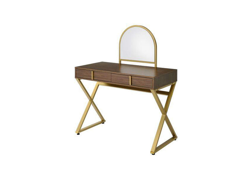 AC00665 Coleen Vanity Desk with Mirror and Jewelry Tray