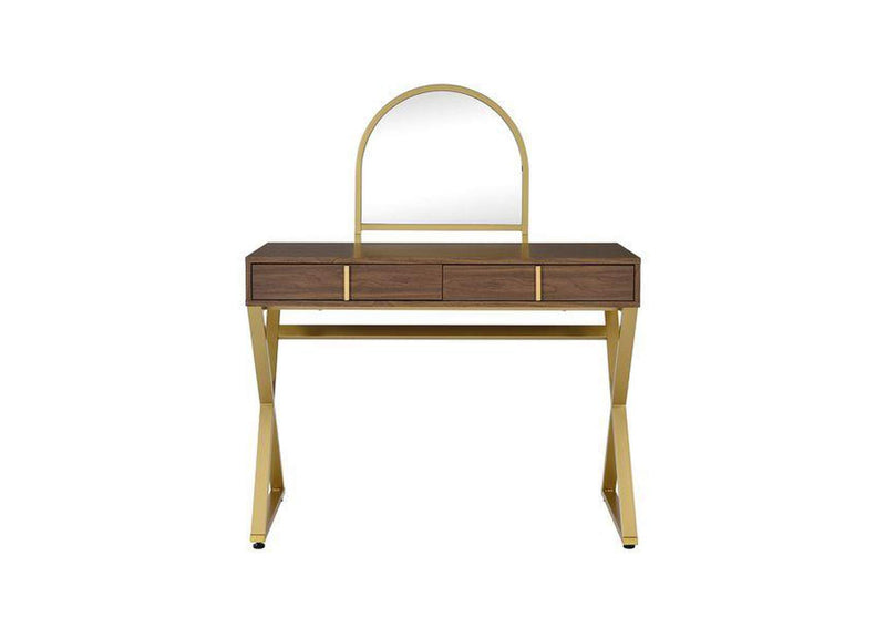 AC00665 Coleen Vanity Desk with Mirror and Jewelry Tray