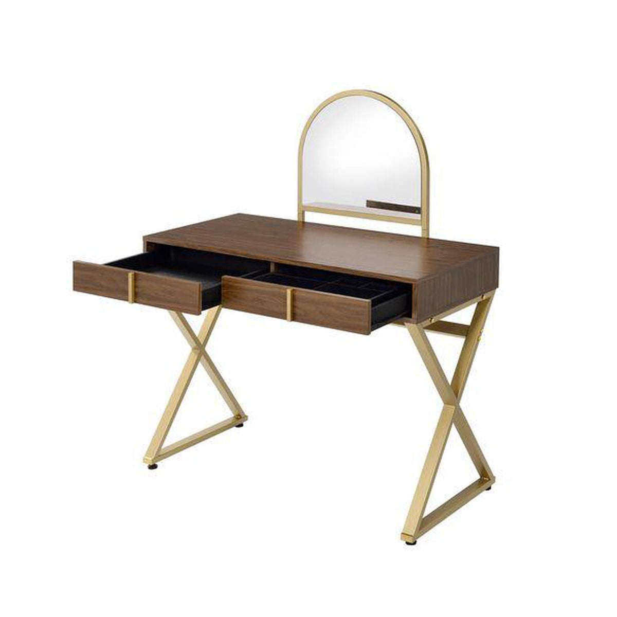 AC00665 Coleen Vanity Desk with Mirror and Jewelry Tray