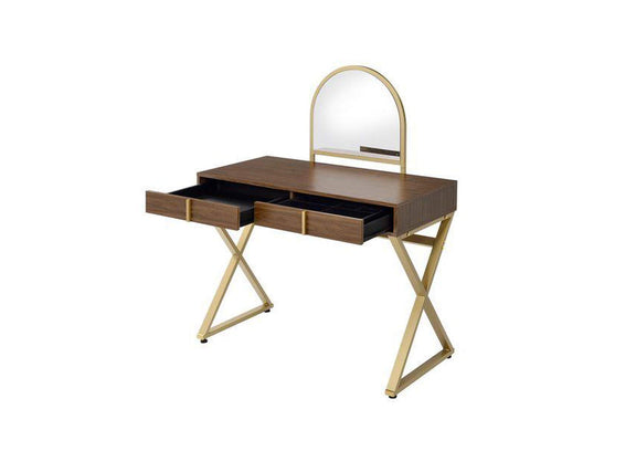 AC00665 Coleen Vanity Desk with Mirror and Jewelry Tray