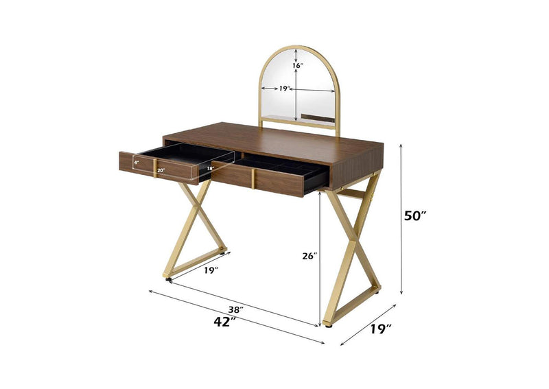 AC00665 Coleen Vanity Desk with Mirror and Jewelry Tray