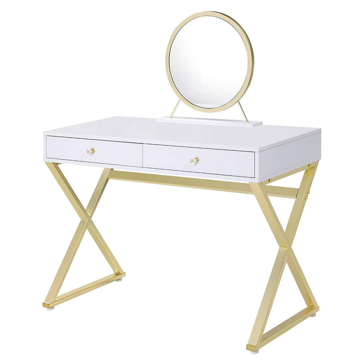 AC00667 Coleen Vanity Desk with Mirror and Jewelry Tray