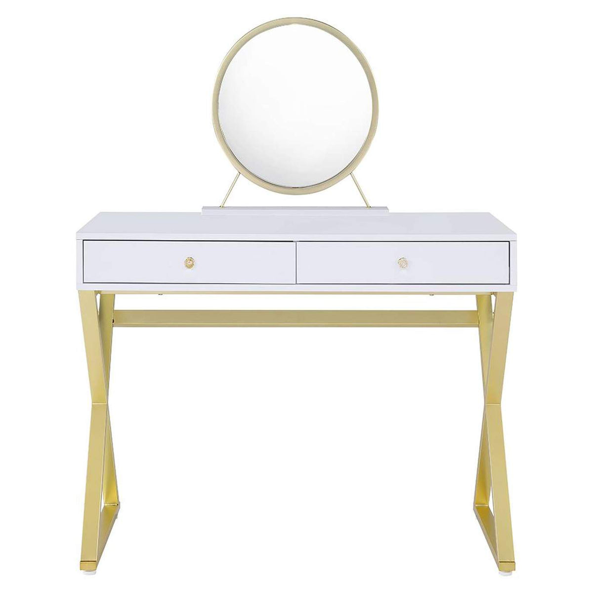 AC00667 Coleen Vanity Desk with Mirror and Jewelry Tray