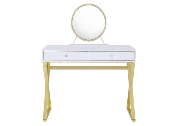 AC00667 Coleen Vanity Desk with Mirror and Jewelry Tray