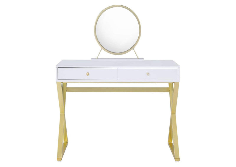 AC00667 Coleen Vanity Desk with Mirror and Jewelry Tray