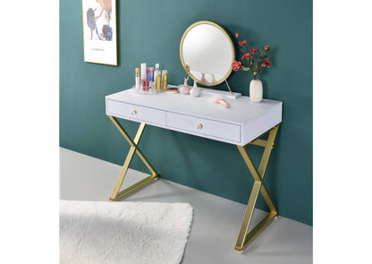AC00667 Coleen Vanity Desk with Mirror and Jewelry Tray