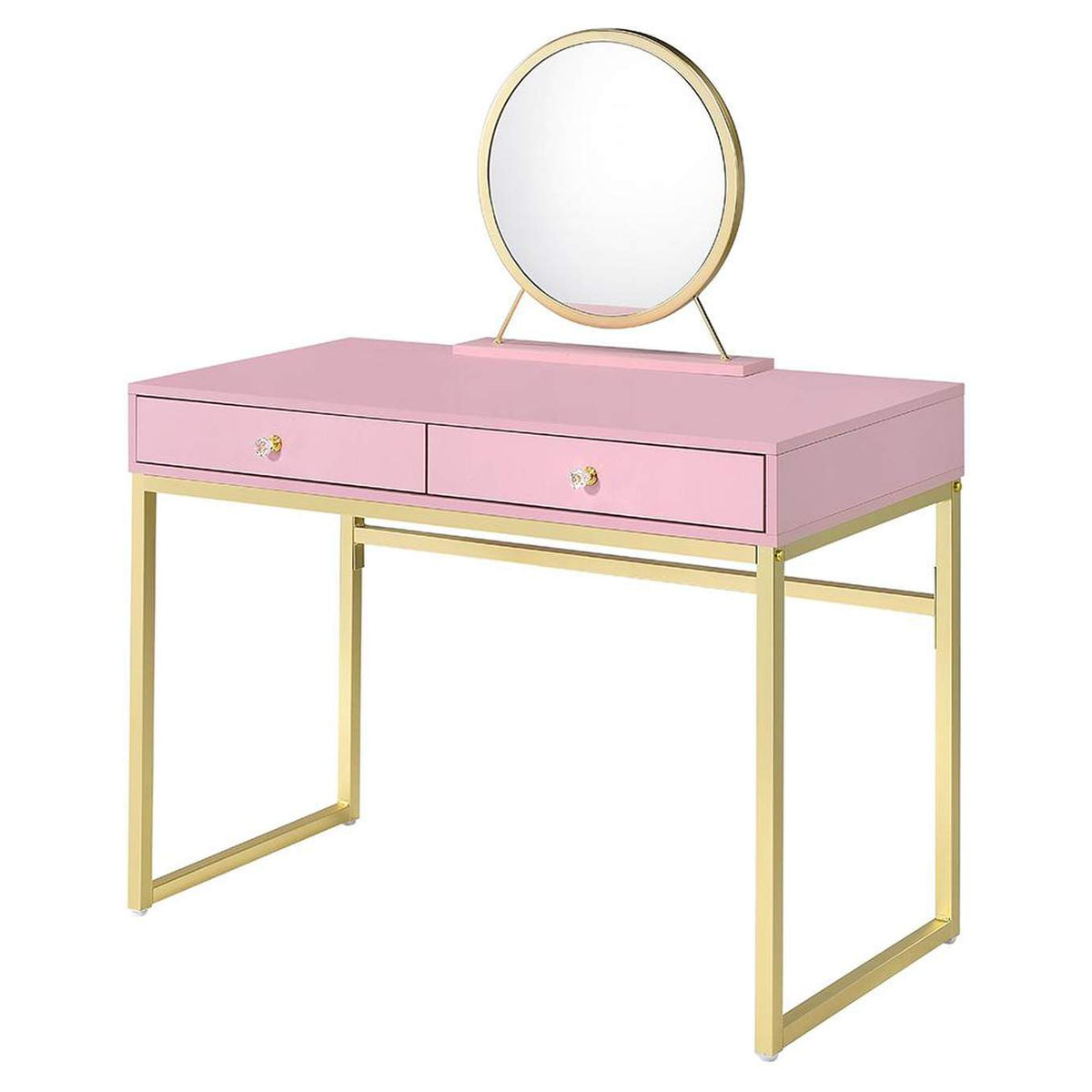 AC00668 Coleen Vanity Desk with Mirror and Jewelry Tray