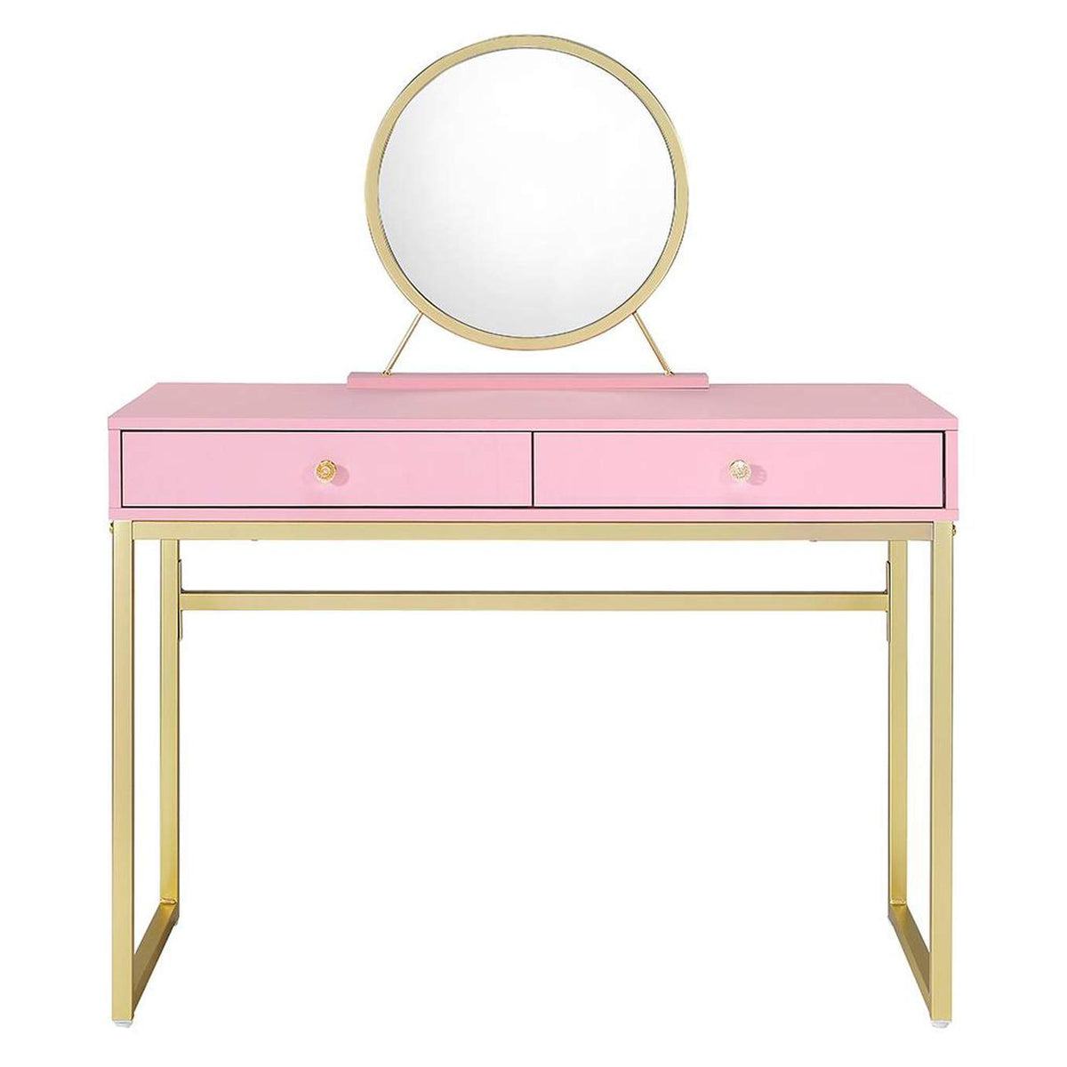 AC00668 Coleen Vanity Desk with Mirror and Jewelry Tray