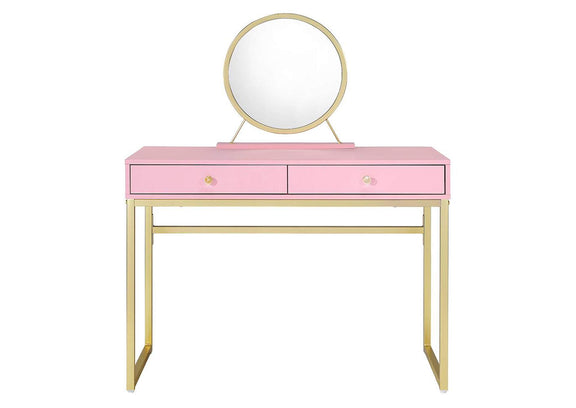 AC00668 Coleen Vanity Desk with Mirror and Jewelry Tray