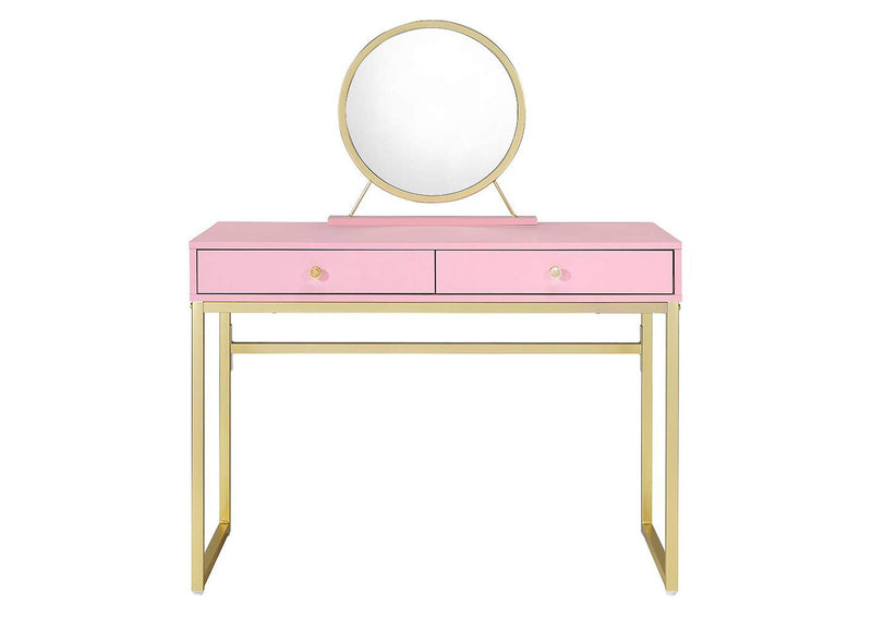 AC00668 Coleen Vanity Desk with Mirror and Jewelry Tray