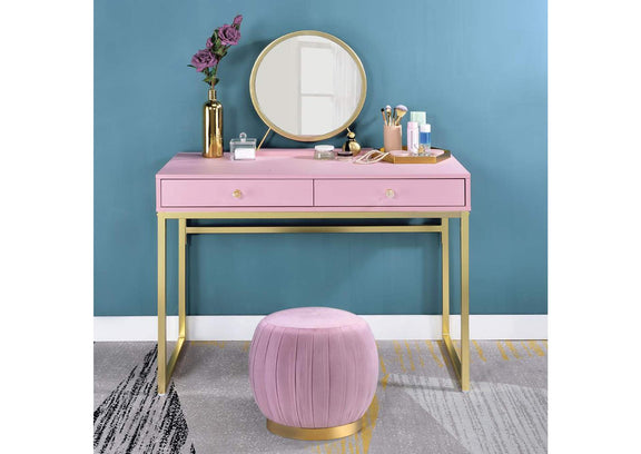 AC00668 Coleen Vanity Desk with Mirror and Jewelry Tray