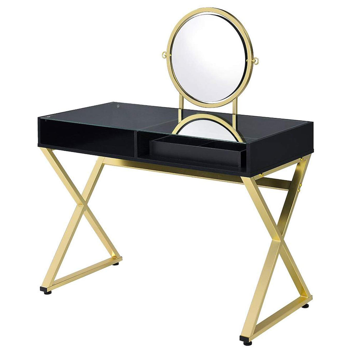 AC00669 Coleen Vanity Desk with Mirror and Jewelry Tray