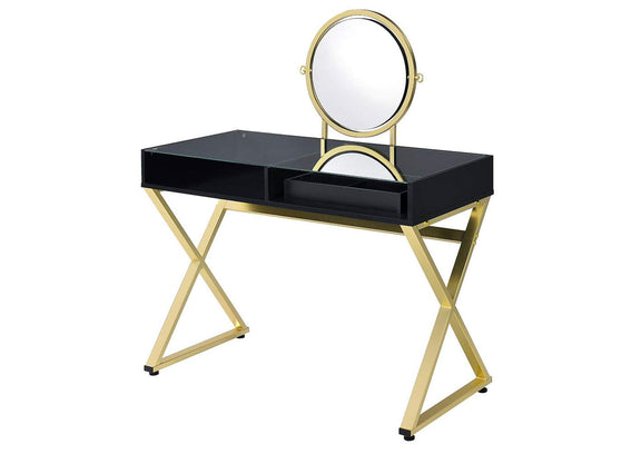 AC00669 Coleen Vanity Desk with Mirror and Jewelry Tray