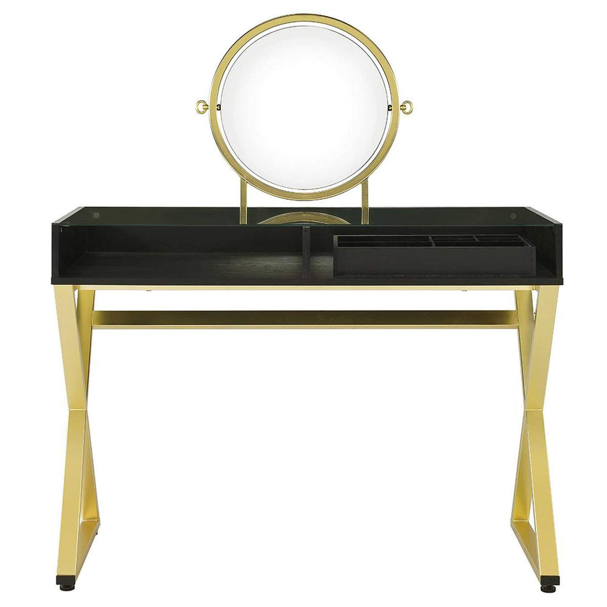 AC00669 Coleen Vanity Desk with Mirror and Jewelry Tray