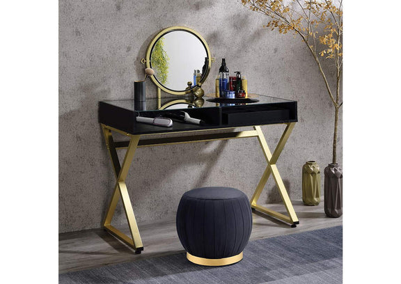 AC00669 Coleen Vanity Desk with Mirror and Jewelry Tray