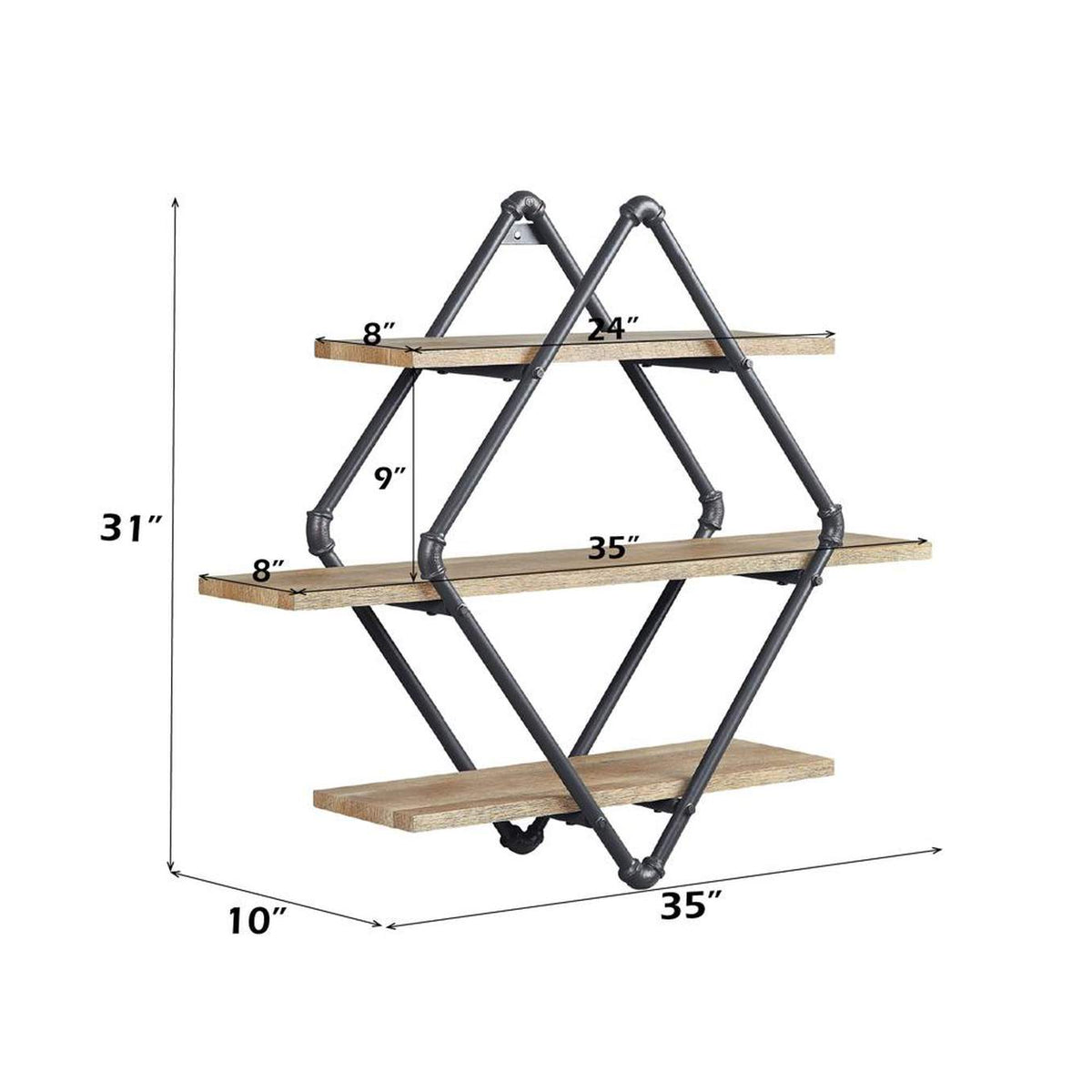 AC00739 Brantley Wall Rack with 3 Shelves