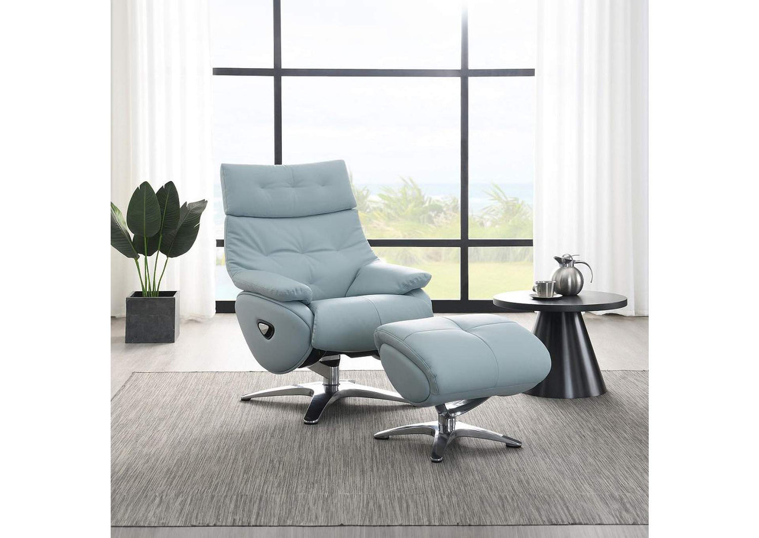 AC02990 Janella Motion Accent Chair with Swivel and Ottoman