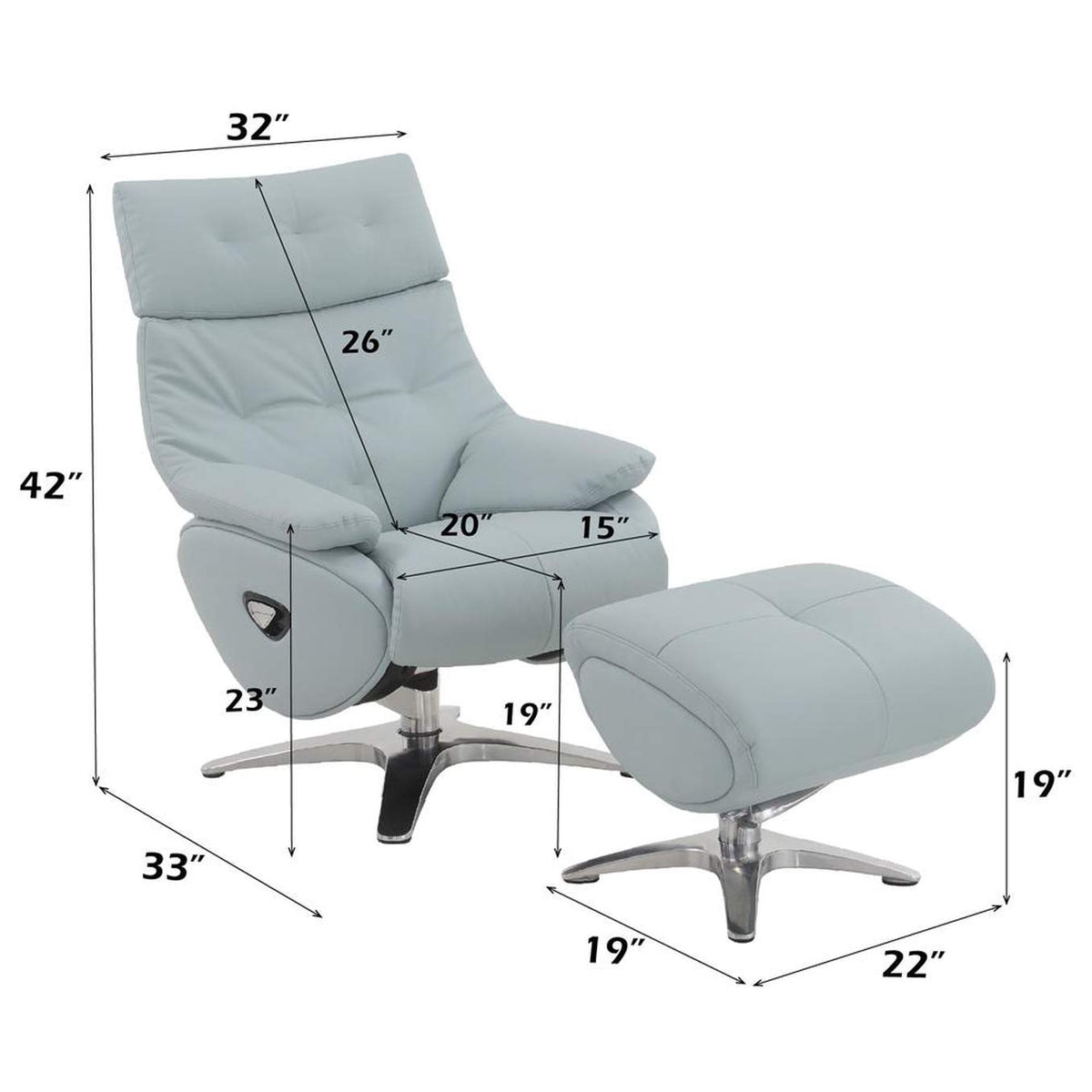 AC02990 Janella Motion Accent Chair with Swivel and Ottoman