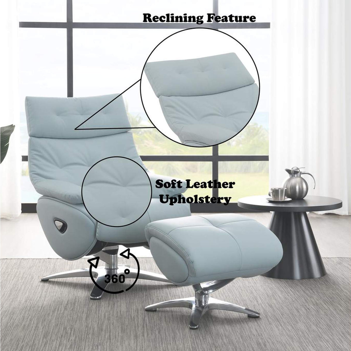 AC02990 Janella Motion Accent Chair with Swivel and Ottoman