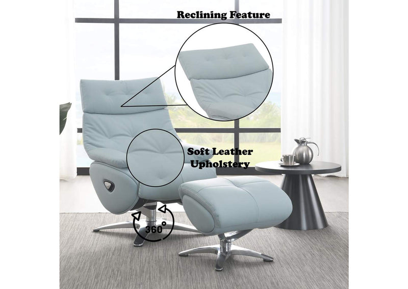 AC02990 Janella Motion Accent Chair with Swivel and Ottoman