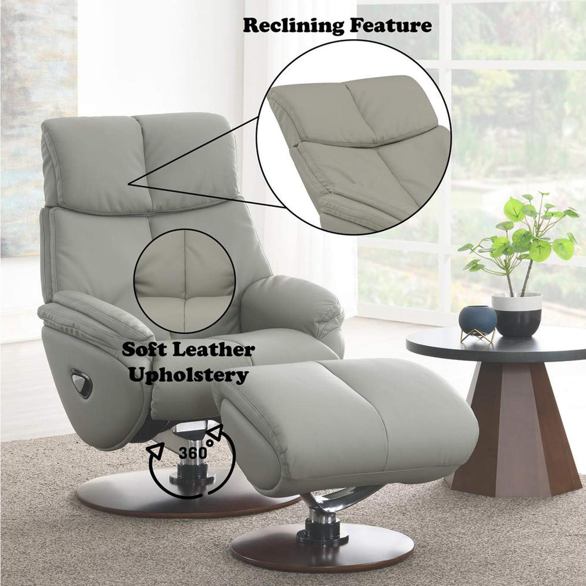AC02991 Kandoro Motion Accent Chair with Swivel and Ottoman
