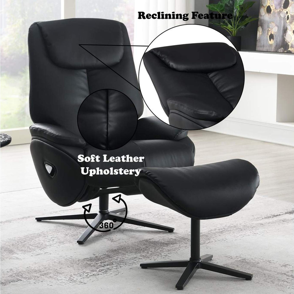 AC02992 Labonita Motion Accent Chair with Swivel and Ottoman