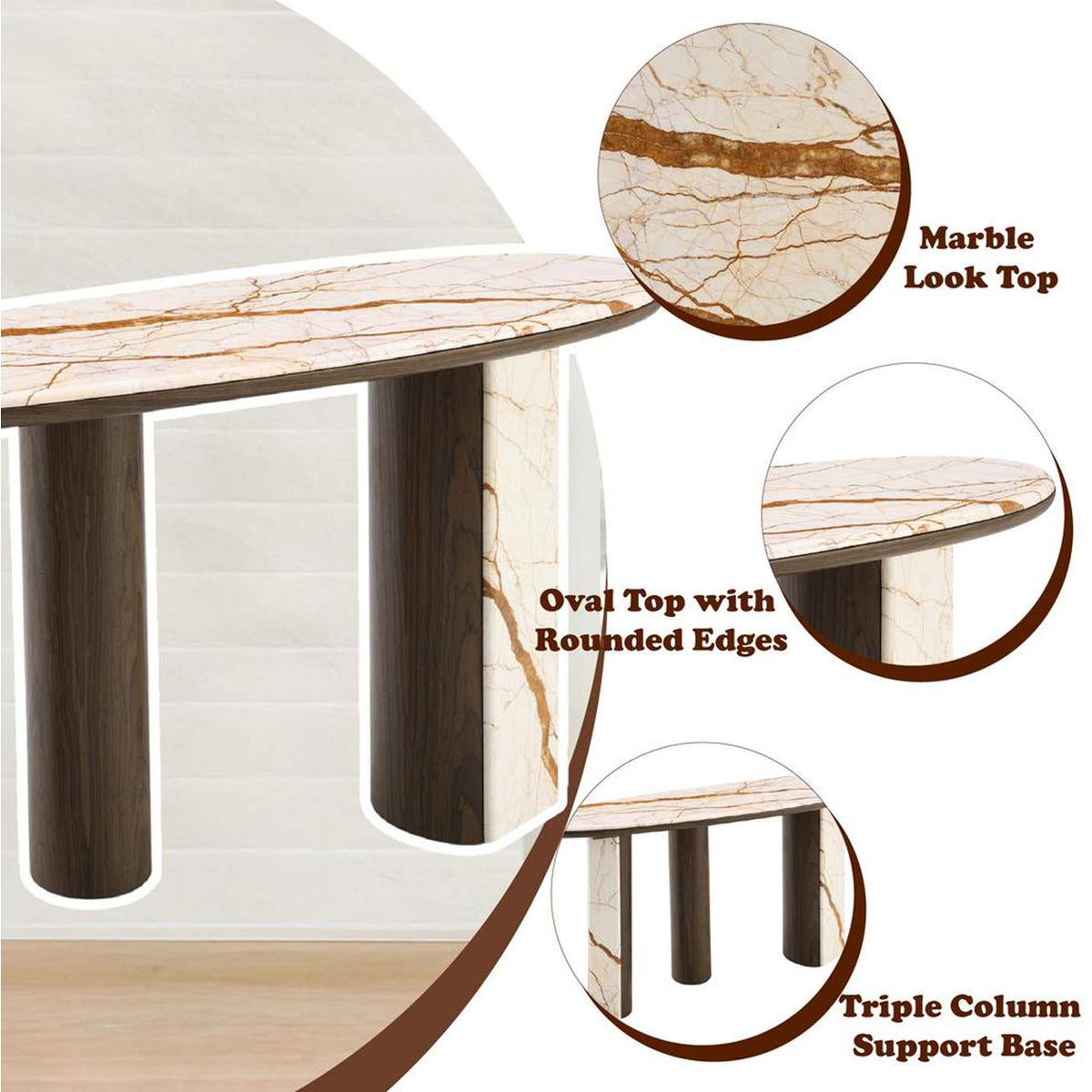 AC04567 Haidar Console Table with Marble Top