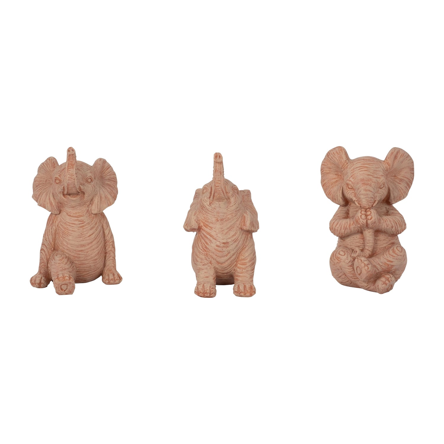 Resin Stone Look Yoga Elephant 6" (Set of 3) - Natural