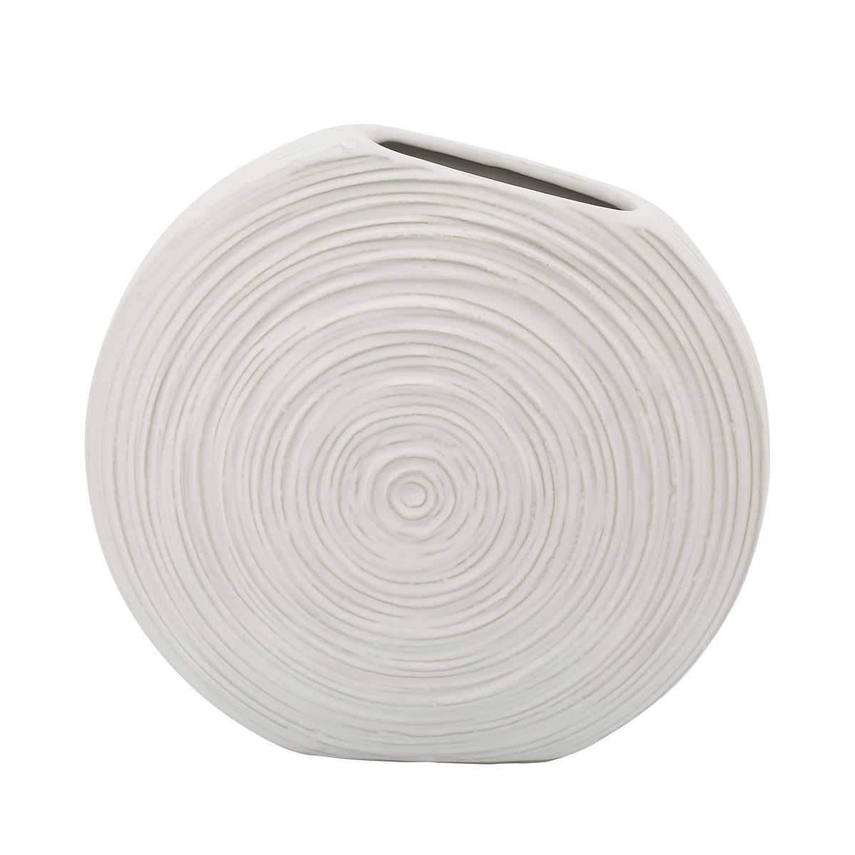 Oval Swirled Vase 11" - White