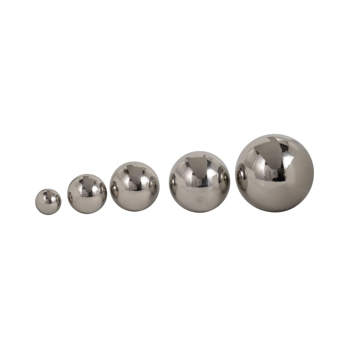 2" / 3" / 4" / 5" / 6" Adagio Steel Spheres Deco Balls (Set of 5) - Silver