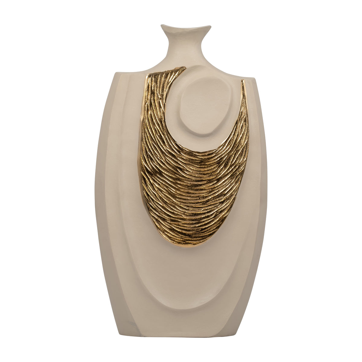 Metal 23" Embossed Swirl Vase - Gold/Nude