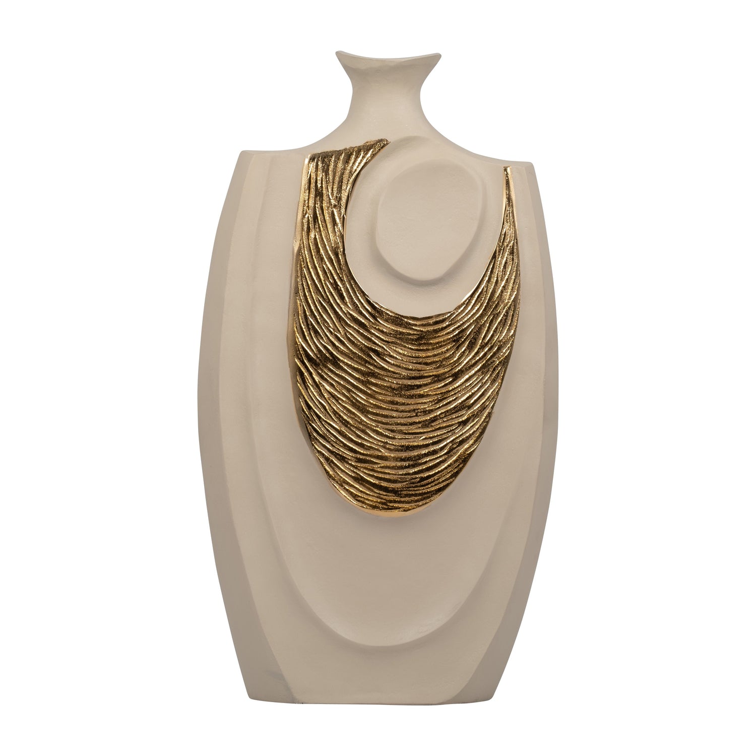 Metal 23" Embossed Swirl Vase - Gold/Nude
